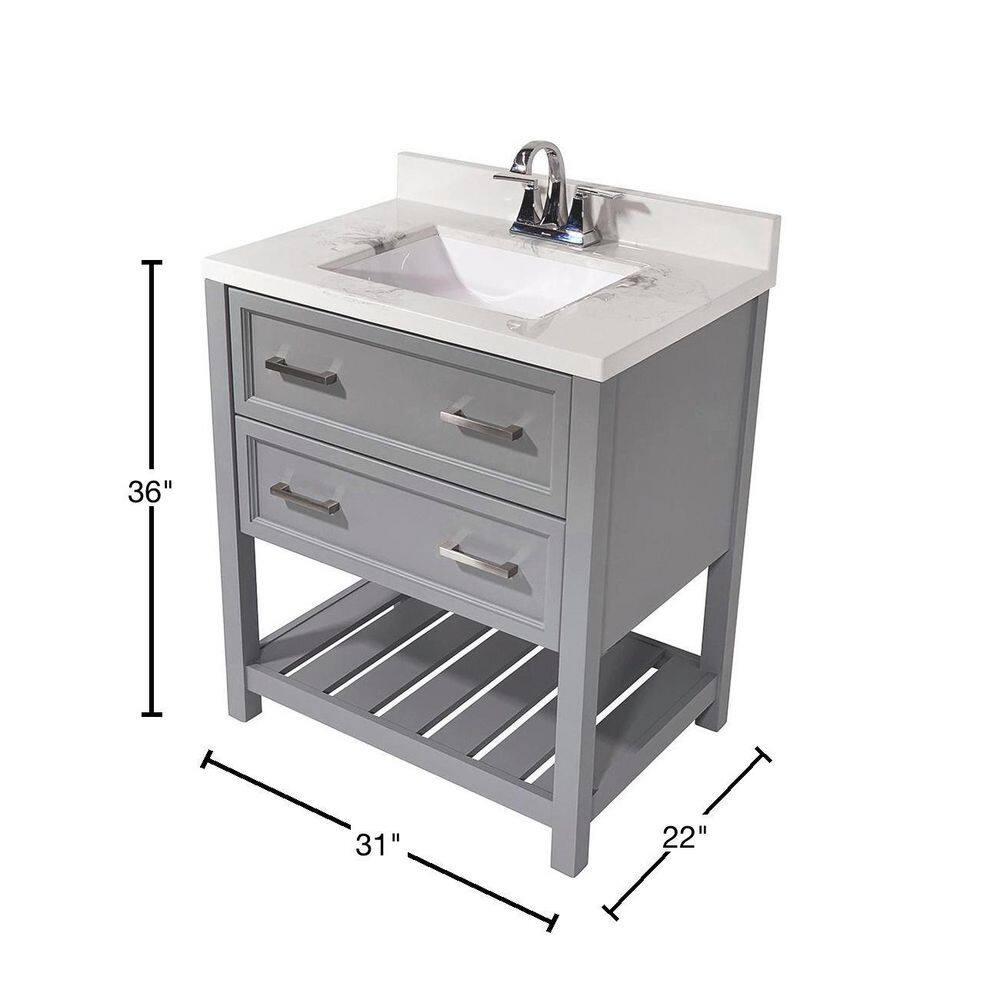 AmLuxx Milan 31'' Single Bathroom Vanity with Solid Surface Top