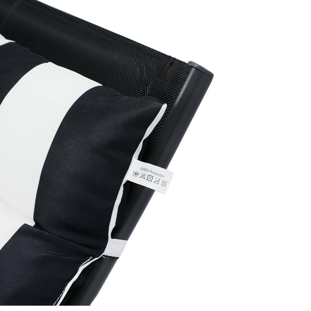 BAYUELSWU 2 PCS Set Outdoor Lounge Chair Cushion Replacement Patio Furniture Seat Cushion Chaise Lounge Cushion,Cushion Only, Chair not Included (Black-White)
