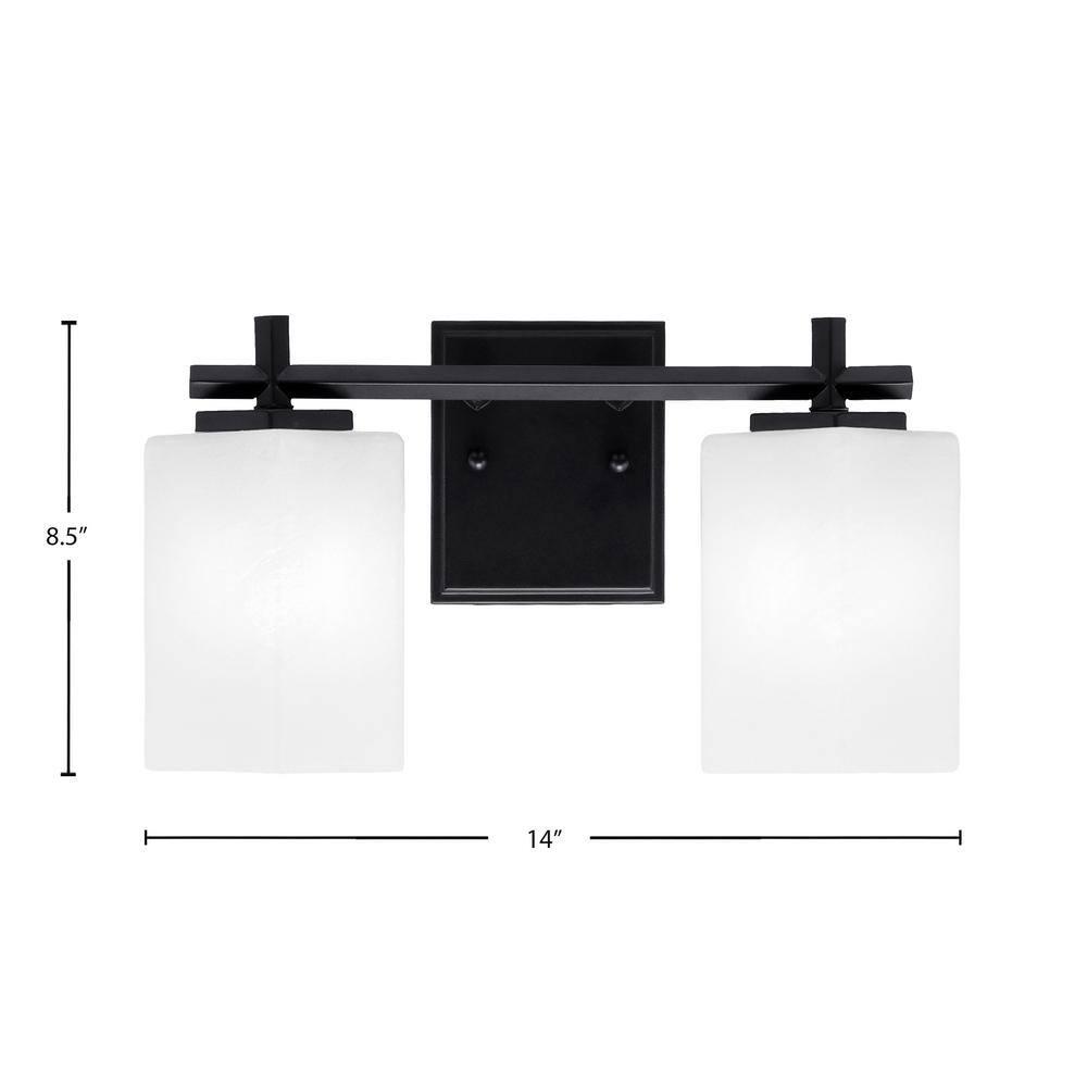 Toltec Lighting Franklin 2 Light Bath Bar With 3.5" Square White Marble Glass