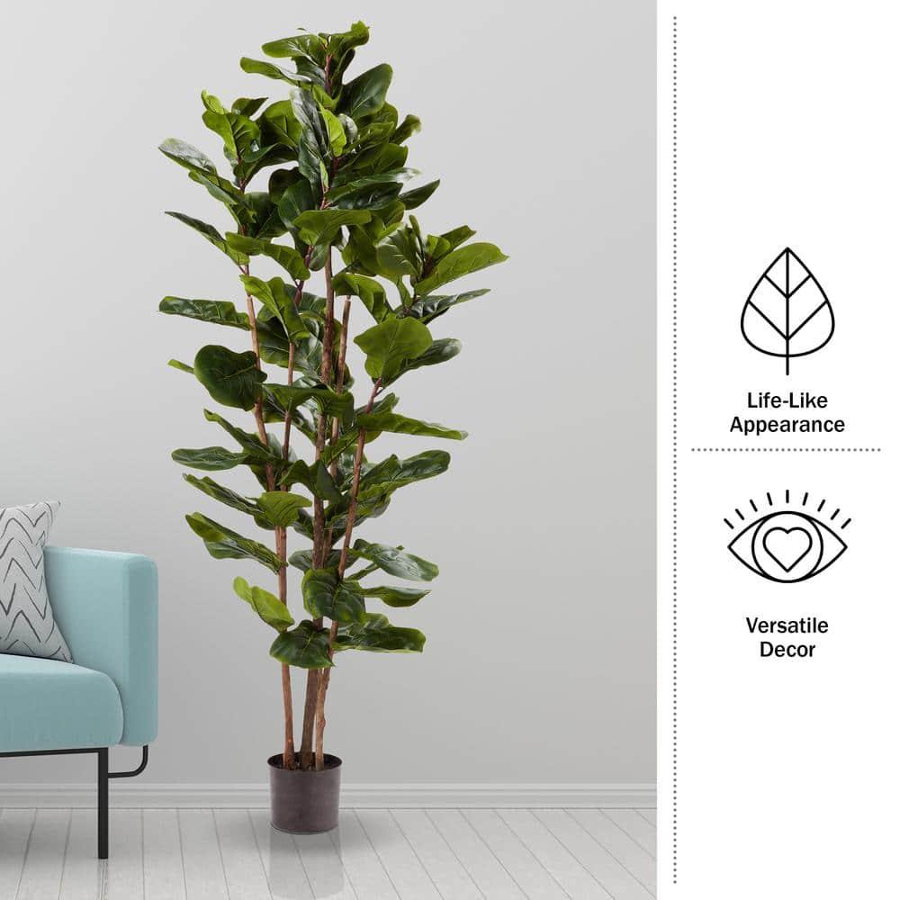 Artificial Fiddle Leaf Fig Tree-72"" Faux Plant in Pot with Natural Feel Leaves-Realistic