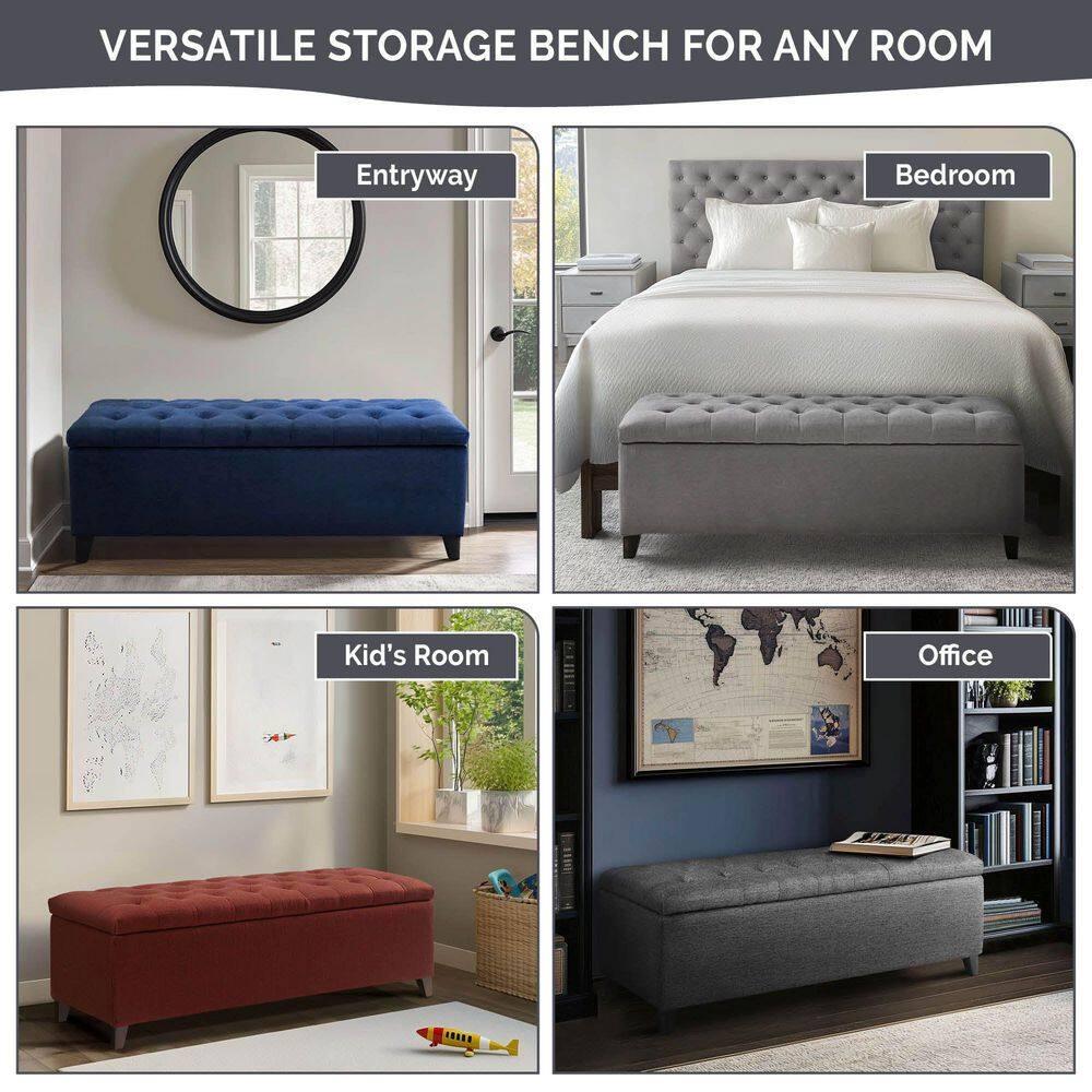 Everly Quinn Tufted Top Storage Bench, Mudroom Bench