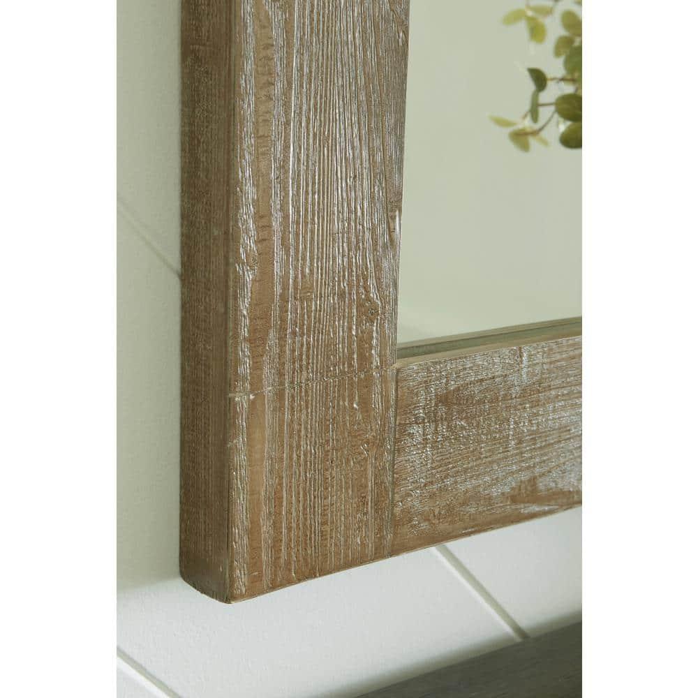 Signature Design by Ashley Casual Waltleigh Accent Mirror  Distressed Brown