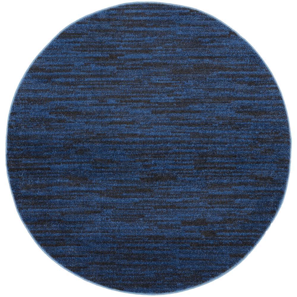 Nourison Nourison Essentials NRE01 Indoor/outdoor Area Rug - Midnight Blue 4' x round