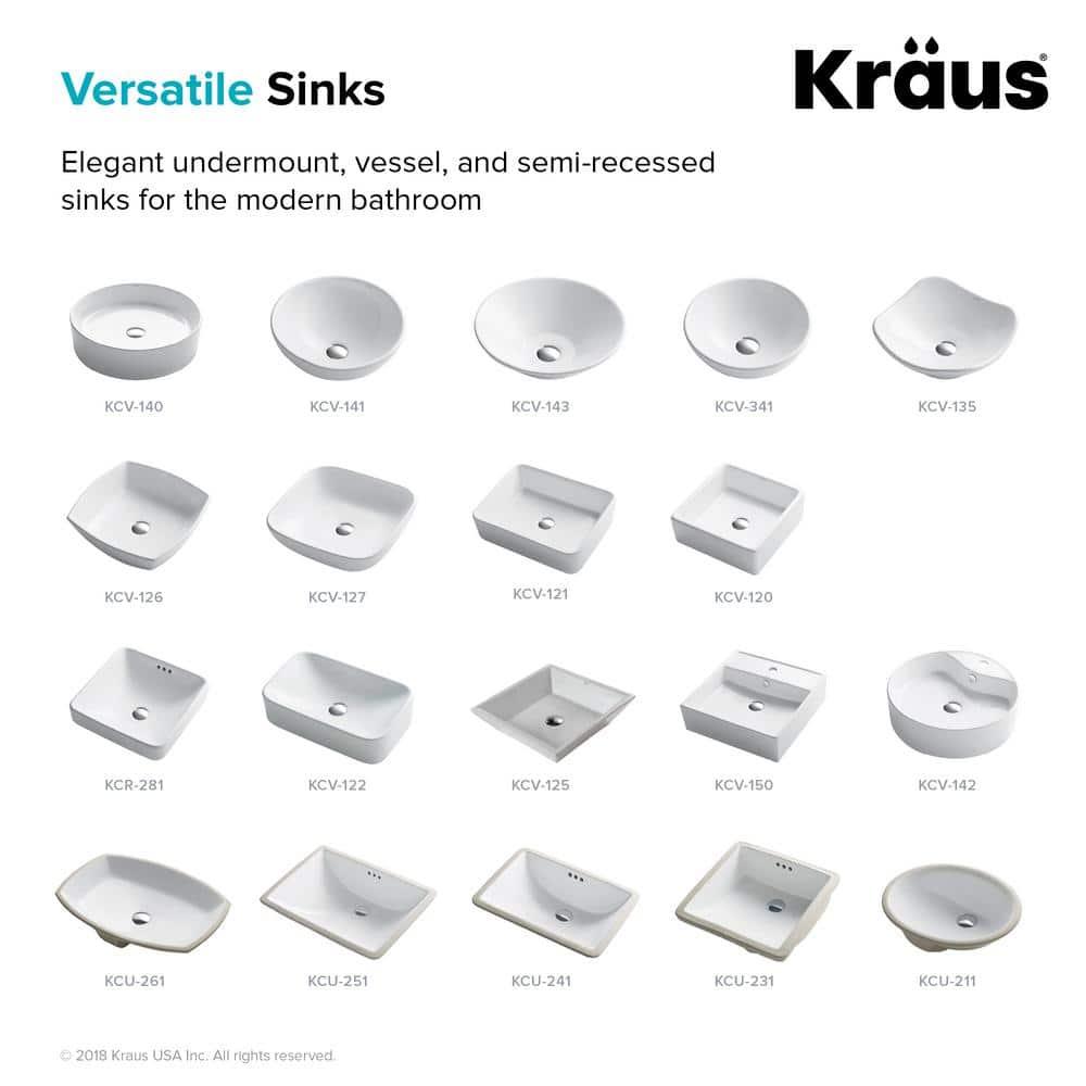 Kraus KCV-121 Thin ceramics Rectangular Vessel Bathroom Sink