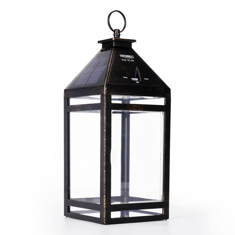 Techko 12.88 Outdoor Vintage Solar LED Lantern with Auto Dawn-to-Dusk Sensor