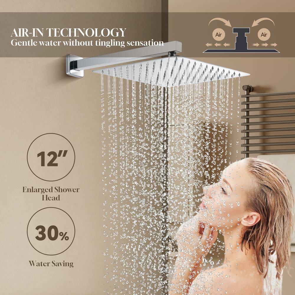 Revitalize 12 Inch Luxury Thermostatic Complete Shower System with Rough-in Valve
