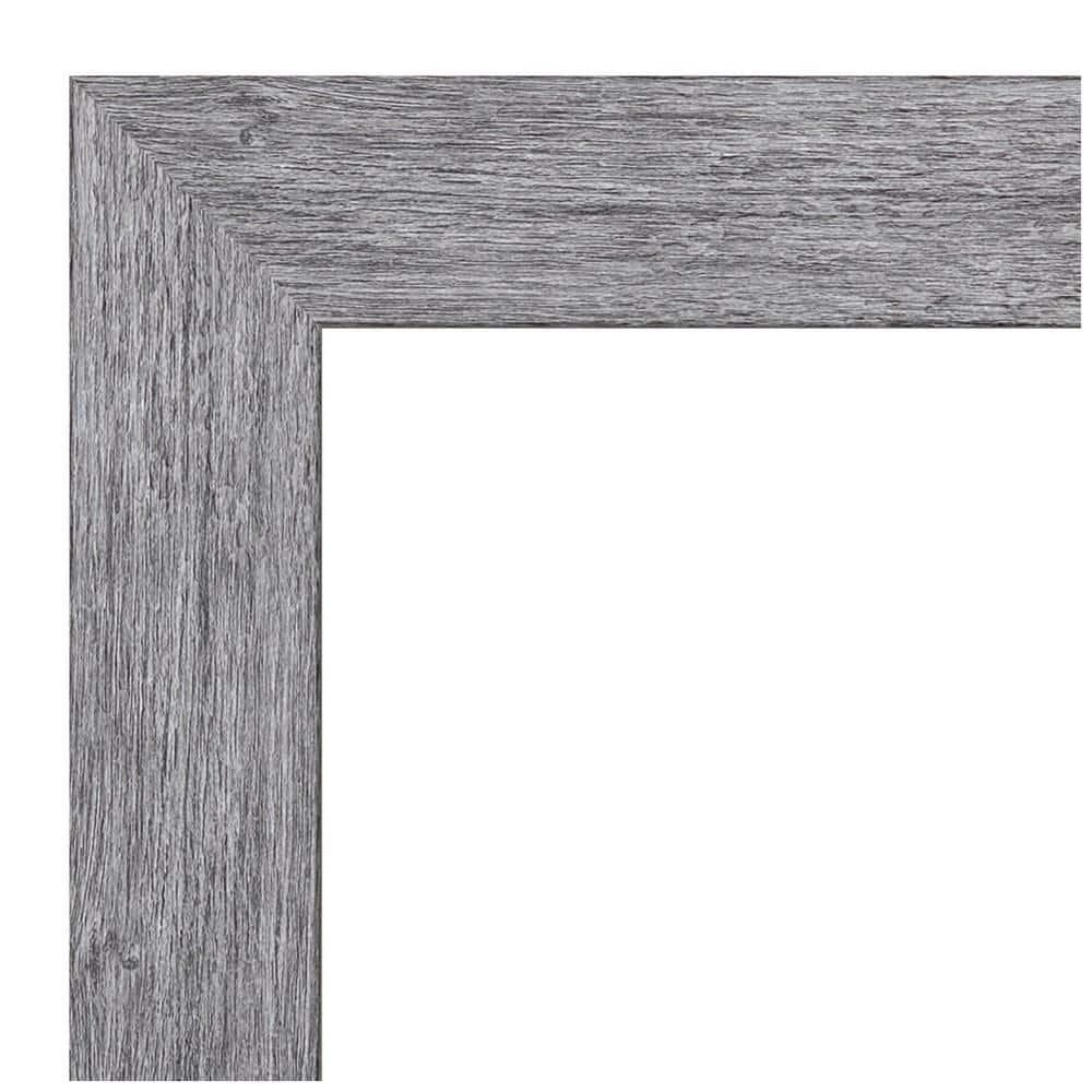 Amanti Art Beveled Bathroom Wall Mirror - Bark Rustic Char Frame Bark Rustic Grey Outer Size: 23 x 29 in Silver, Brown, Grey