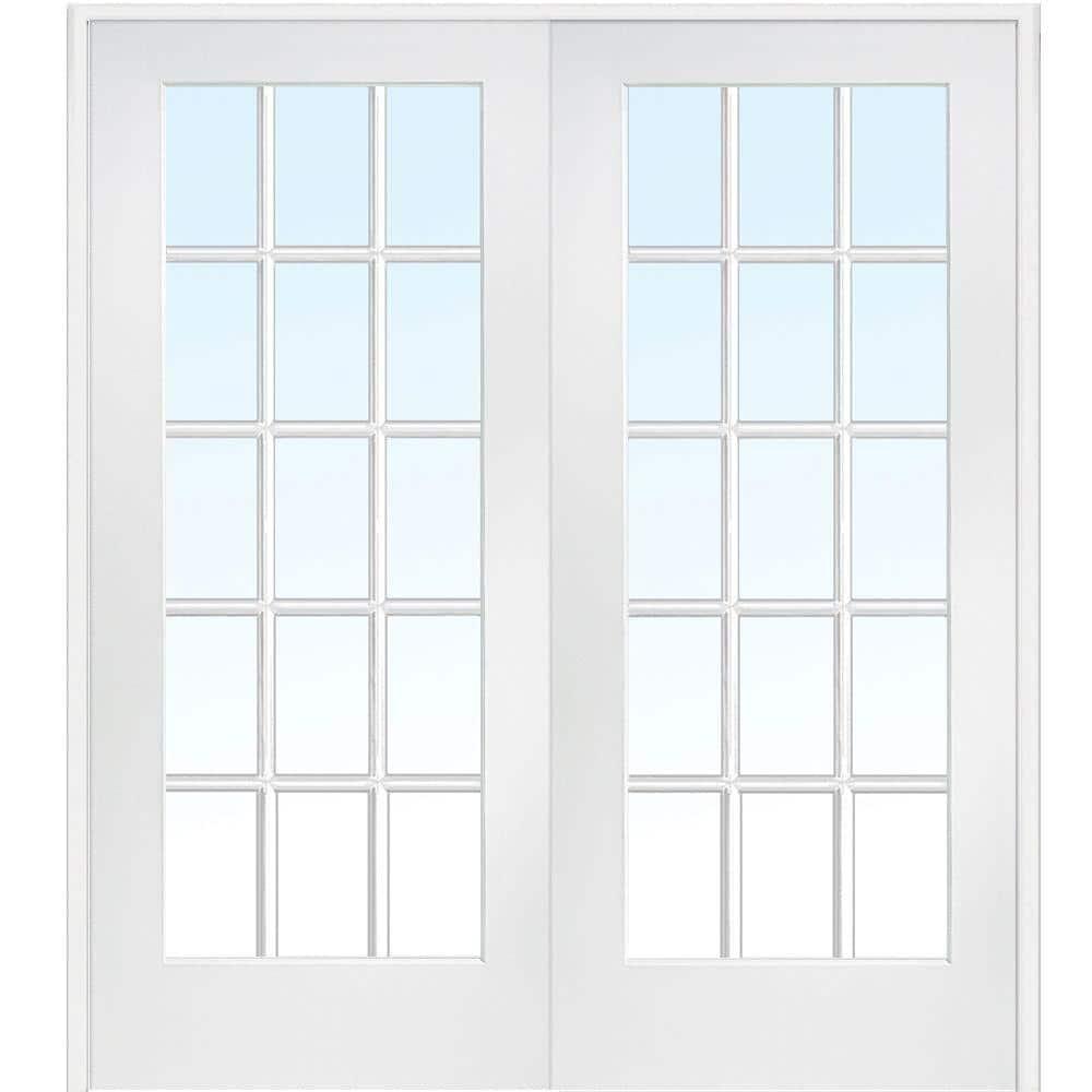 National Door Company, Interior Double Door, MDF, 72" x 84", 15 Lite True Divided, Clear Glass Collection, Both Active