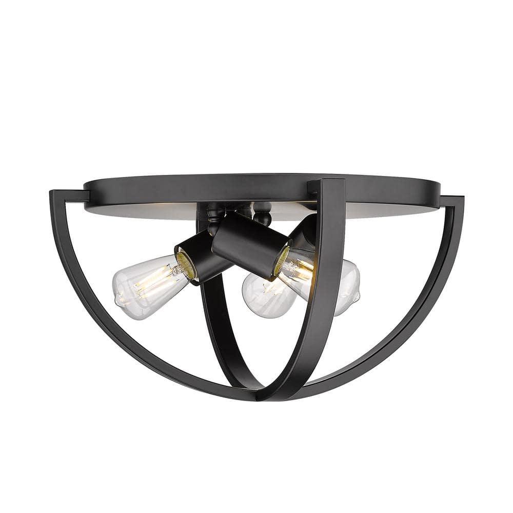 Golden Lighting Colson 3-Light Flush Mount in Matte Black
