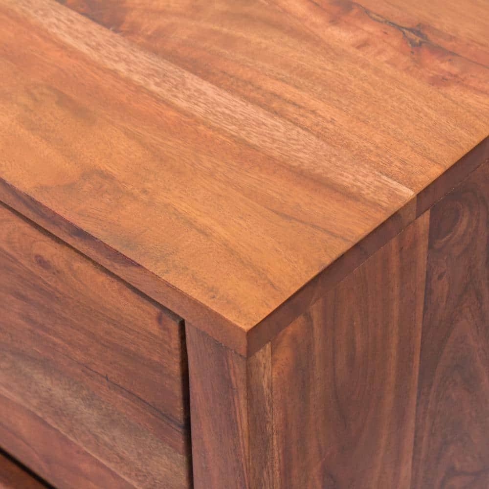 Birch Lane™ Pantai Modern Acacia Wood Dresser or Display Unit With Metal Base, Walnut Brown and Black