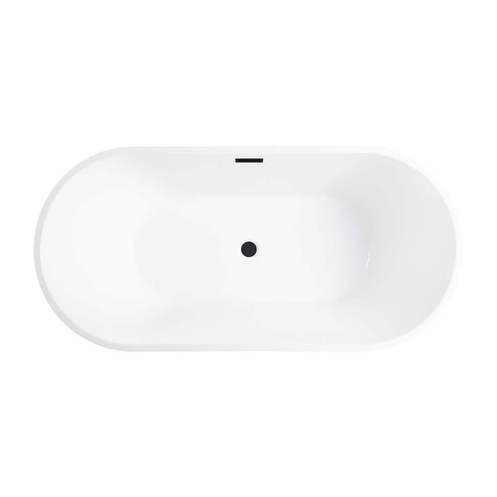 Iris 59" x 30" Freestanding Soaking Acrylic Bathtub