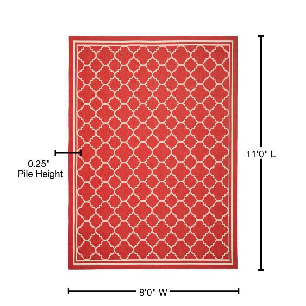 Courtyard CY6918 Power Loomed Indoor/Outdoor Area Rug - Red/Bone - 8'x11' - Safavieh.