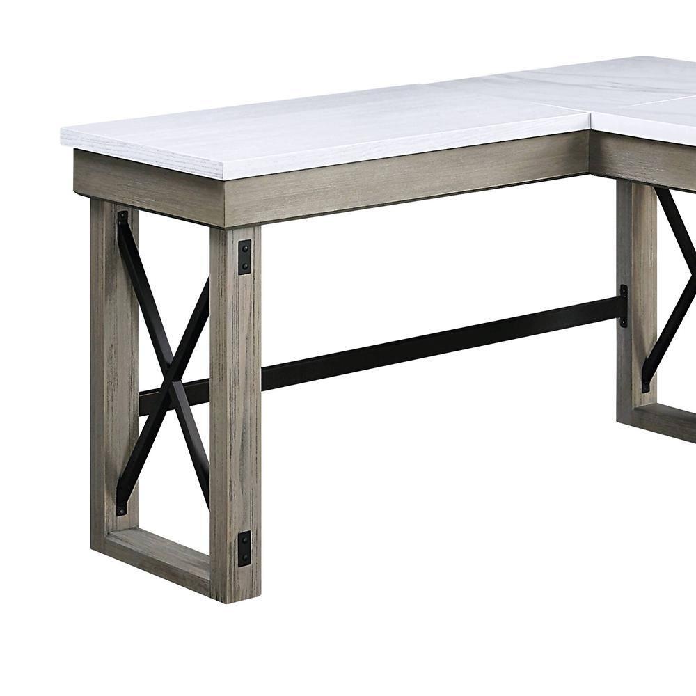 67" Talmar Marble Top Writing Desk with File Drawer, Wood Base - Acme Furniture