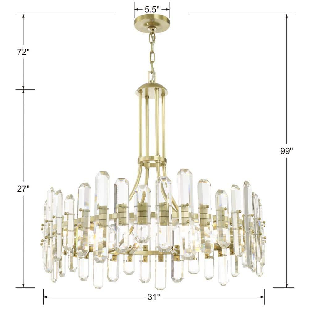 Twelve Light Chandelier In Traditional And Contemporary Style 31 Inches Wide By 28.25 Inches High-Aged Brass Finish Crystorama Lighting Bol-8889-Ag