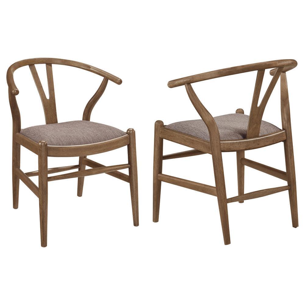 Dinah Danish Y-Shaped Back Dining Side Chair Walnut And Brown (Set Of 2)