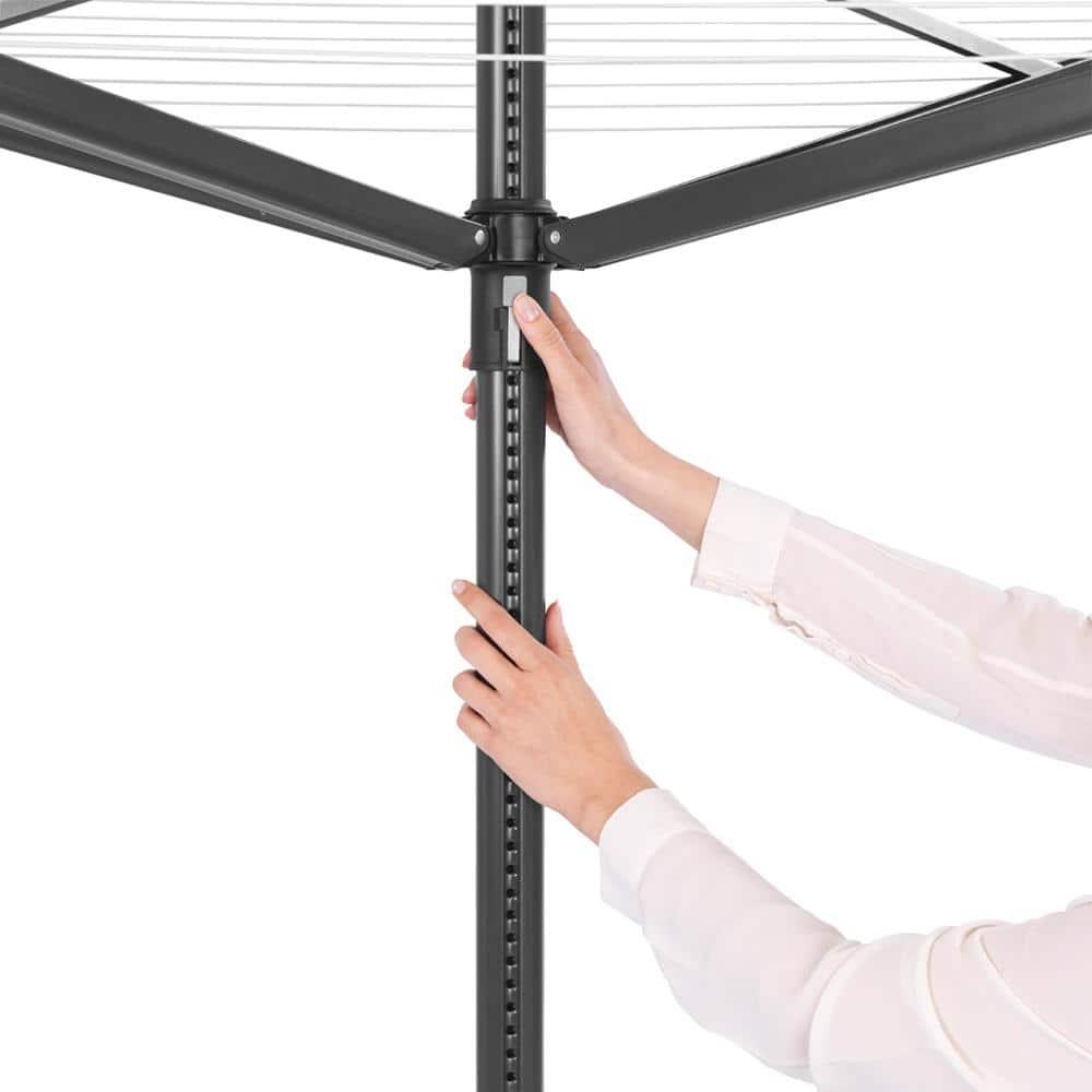 Anthracite Height Adjustable Steel Outdoor Rotary Clothesline with Cover and Clothespins