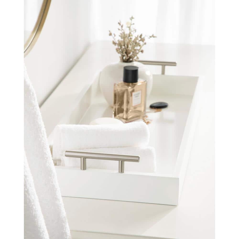 Kate and Laurel Lipton Tray, 10x24, White and Silver