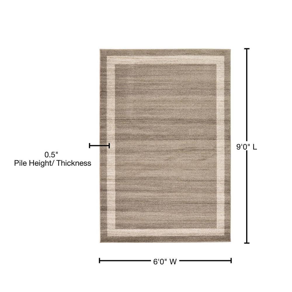 Unique Loom Del Mar Collection Area Rug - Maria (6' 1" x 9' Rectangle Light Brown/Ivory)