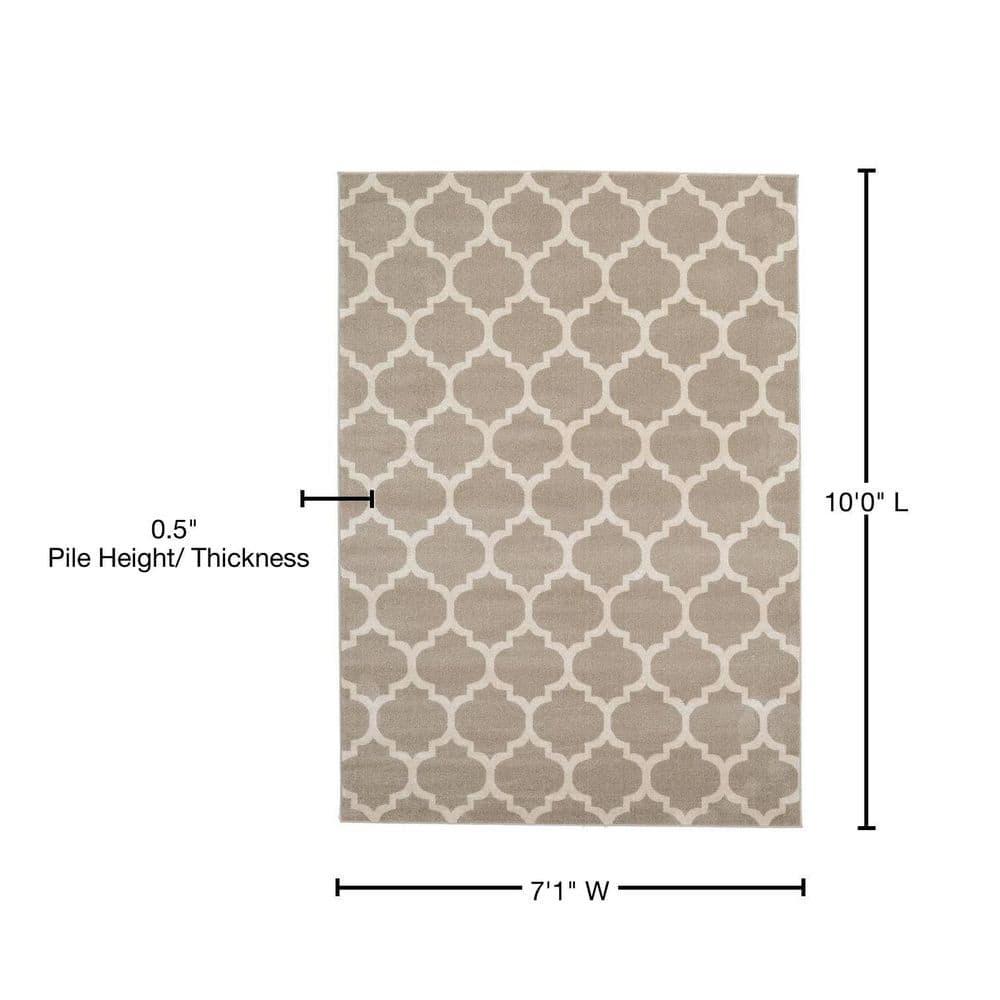 Unique Loom Trellis Collection Area Rug - Philadelphia (7' 1" x 10' Rectangle Light Brown/Beige)