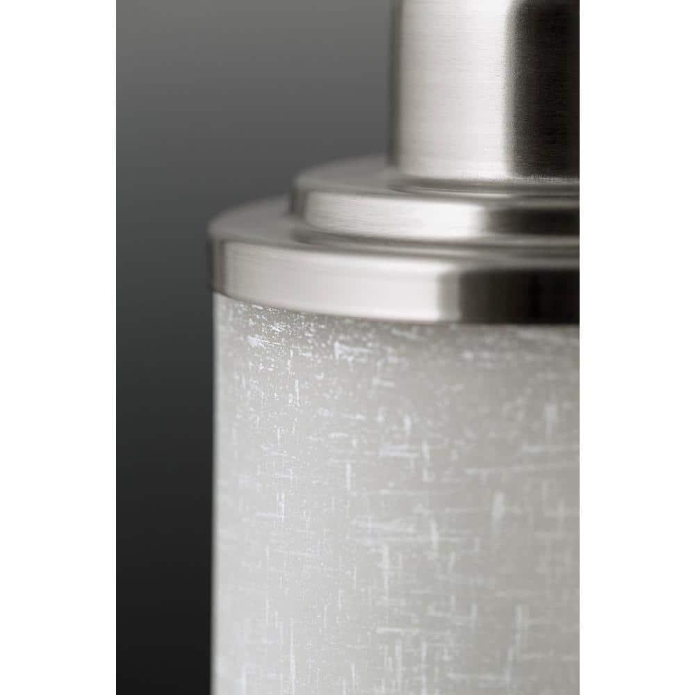 Progress Lighting Alexa Collection 2-Light Bath Fixture, Brushed Nickel, White Linen Glass Shade