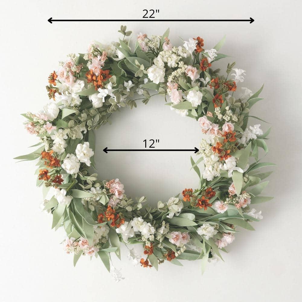 Primrue Artificial Mixed Wild Flower Wreath; White