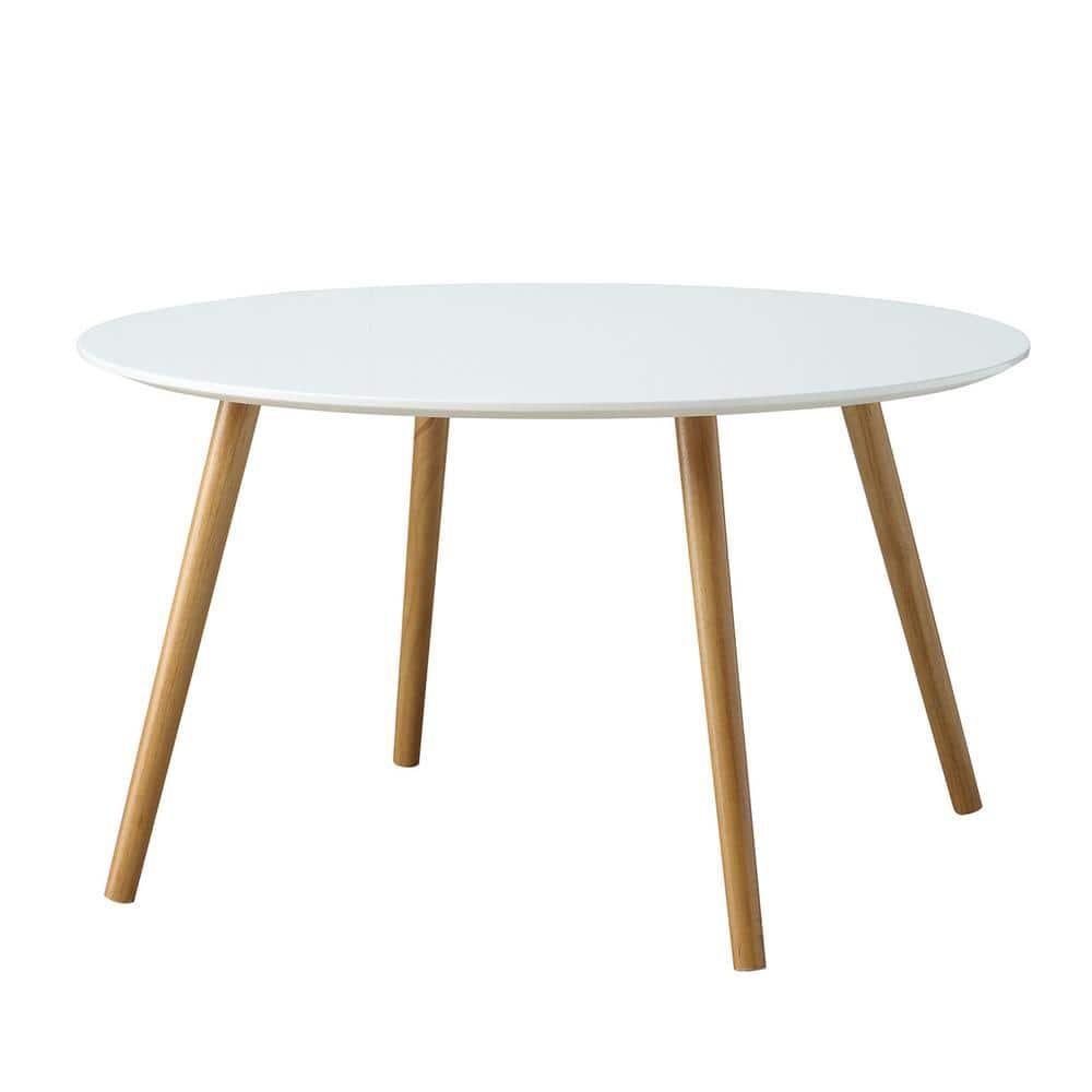Convenience Concepts Oslo 32" Round Coffee Table in Glossy White Wood Finish