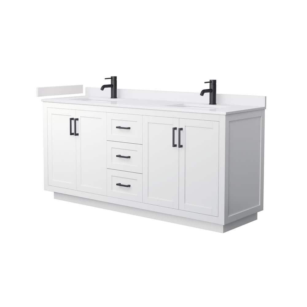 Wyndham Collection Miranda 72" Freestanding Double Bathroom Vanity with Cultured Marble Top