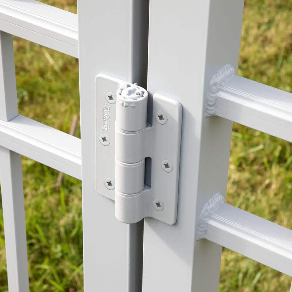 White Aluminum Self-Closing Butterfly Gate Hinges, 2-Pack