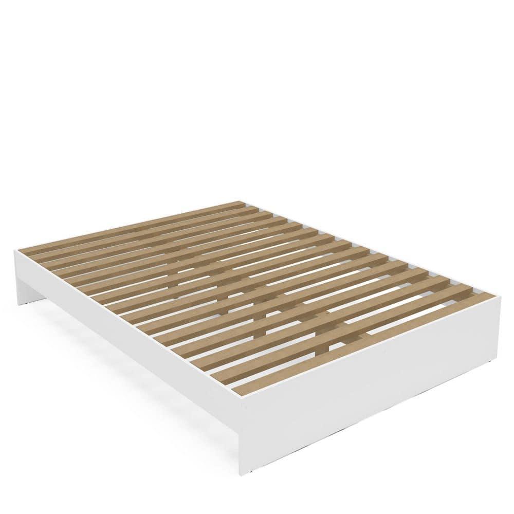 Polifurniture 4pc Queen Juliette Bedroom Set White: Engineered Wood, Melamine Finish, Slat System, 2 Nightstands