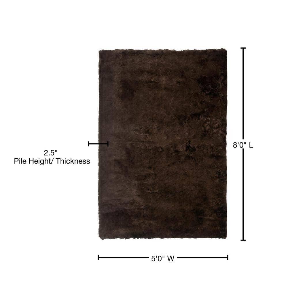 SAFAVIEH Paris Darwin Plush Polyester Shag Area Rug, Chocolate, 5' x 8'