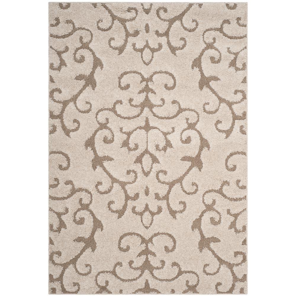 Florida Shag SG470 Power Loomed Indoor Area Rug - Cream/Beige - 9'x12' - Safavieh