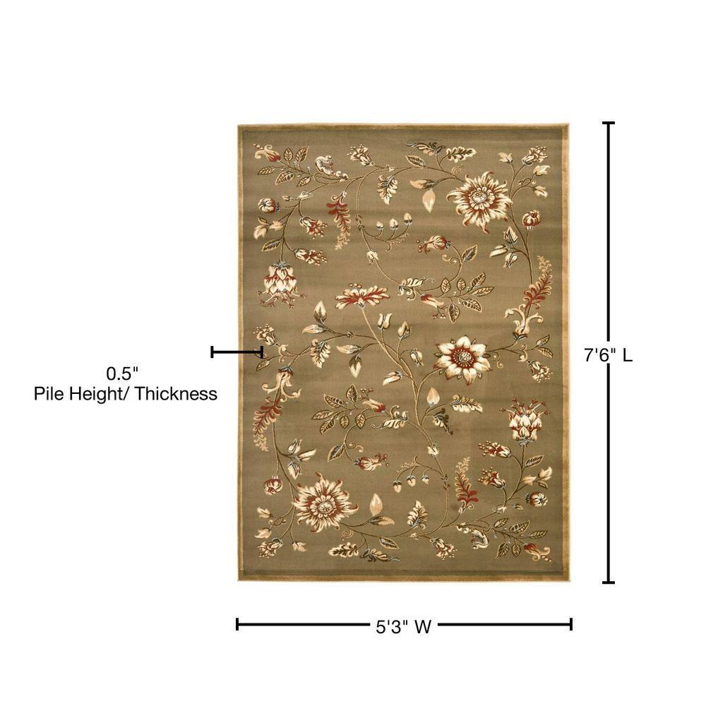 Lyndhurst LNH552 Power Loomed Area Rug - Green/Multi - 5'3"x7'6" - Safavieh