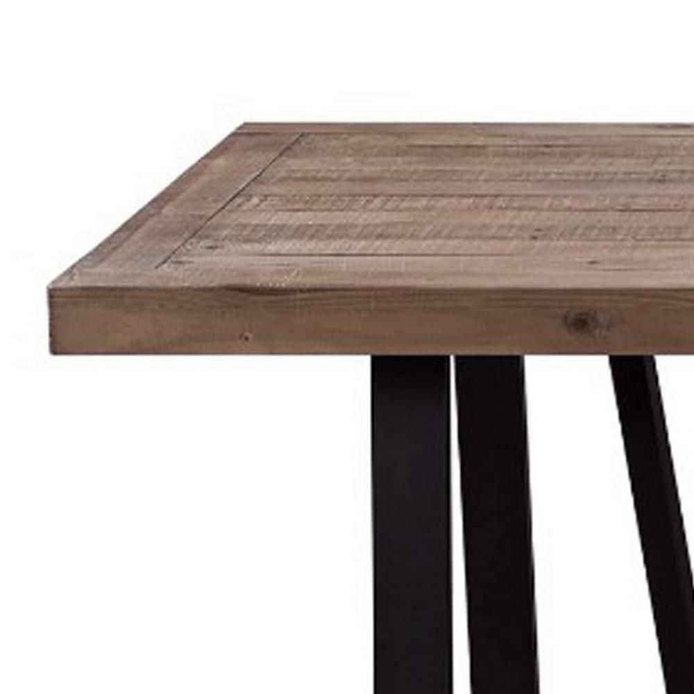 Benjara Wood And Metal Rectangular Dining Table Brown And Black