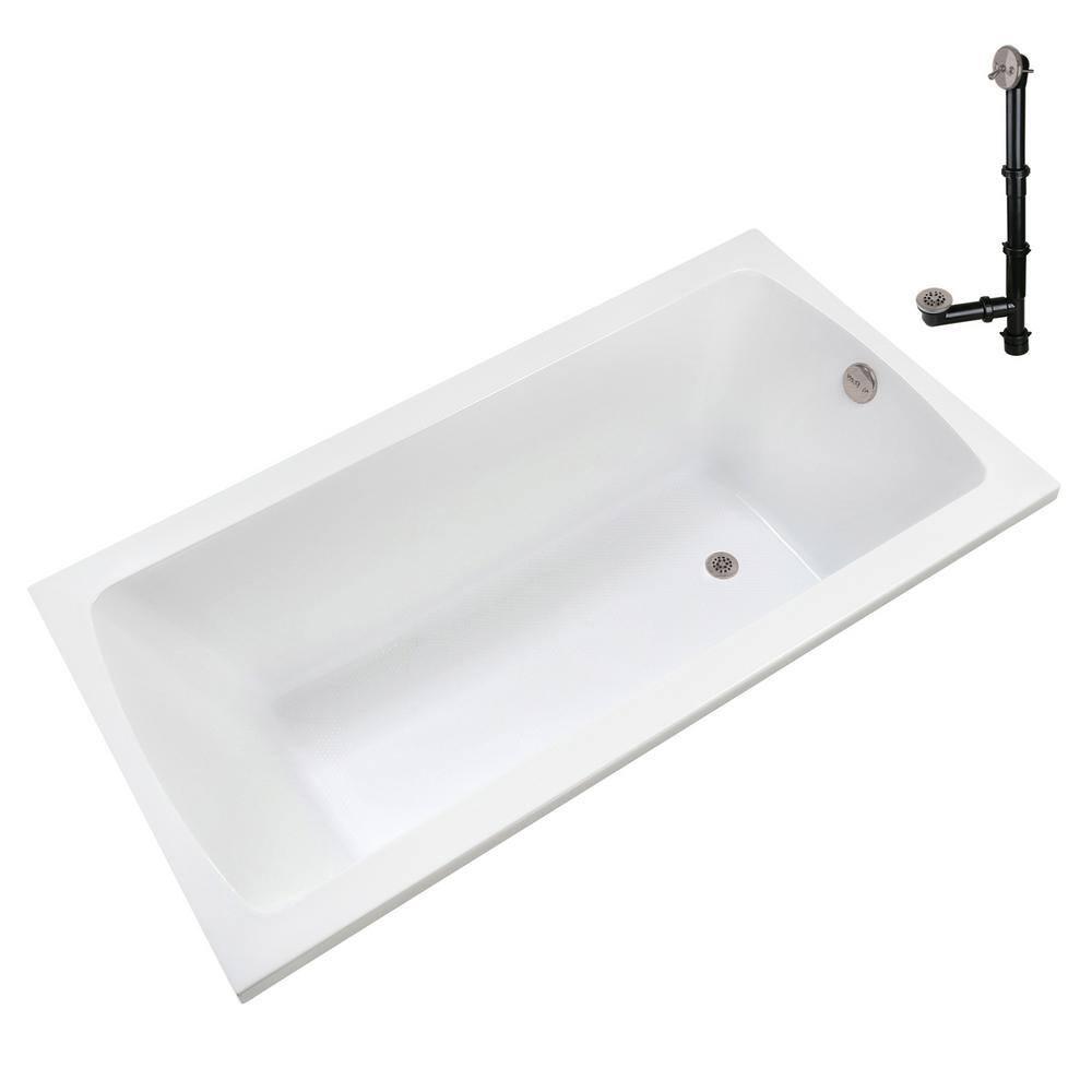60'' x 32'' Acrylic Soaking Drop-In Bathtub, Drain Included