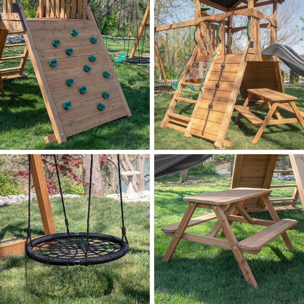 Backyard Discovery Endeavor II Swing Set With Gray Wave Slide