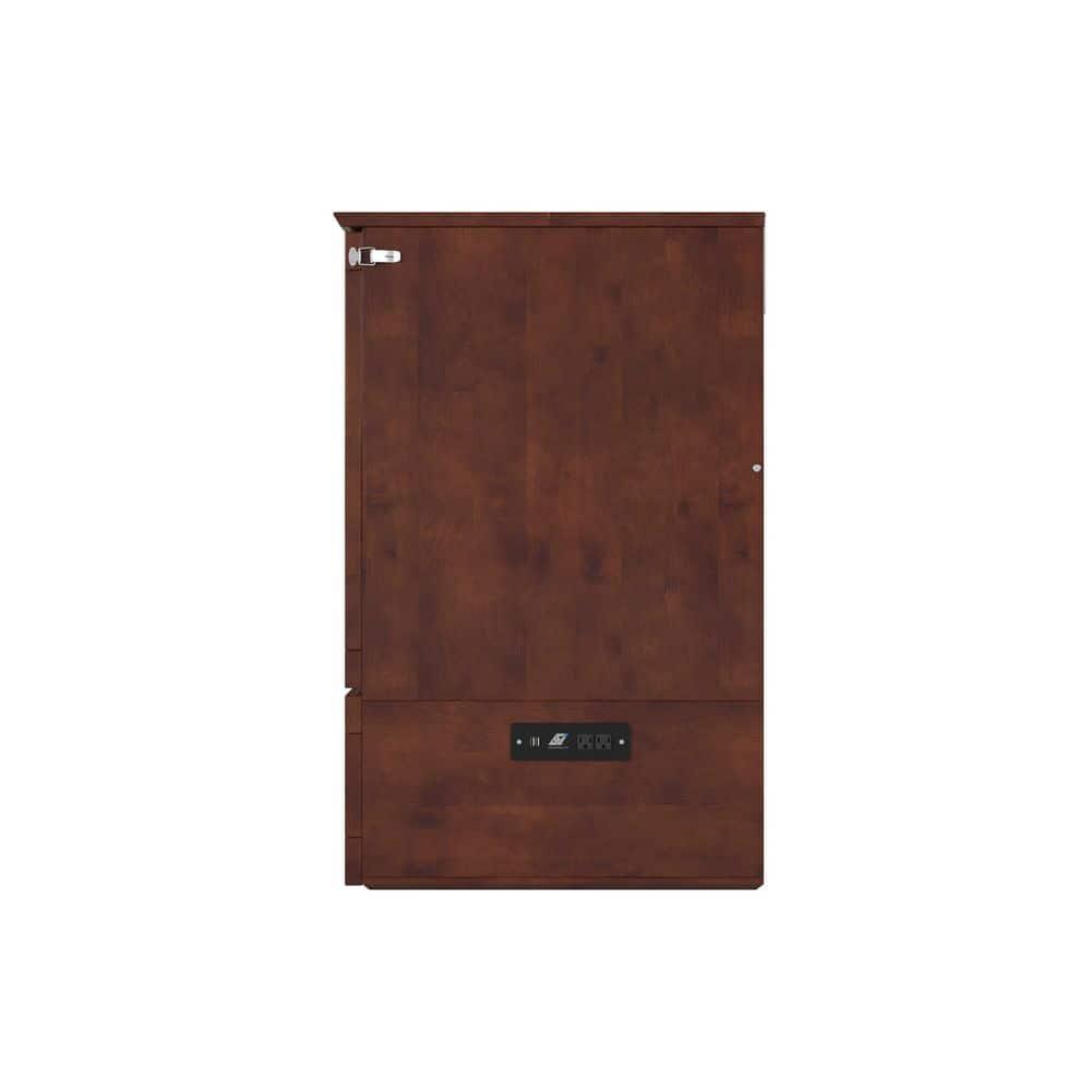 AFI Hamilton Full Solid Wood Murphy Bed Chest with Built-In Charger in Walnut