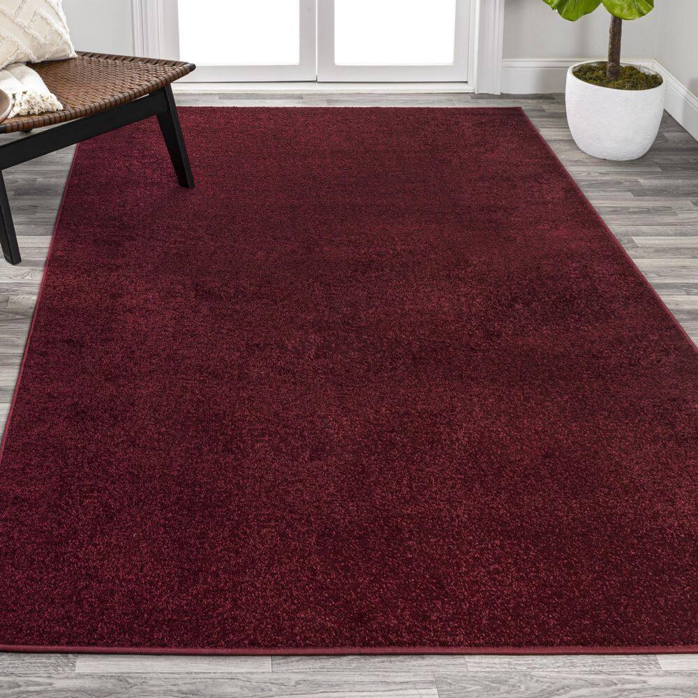 5'x8' Haze Solid Low-Pile, Dark Red - JONATHAN Y