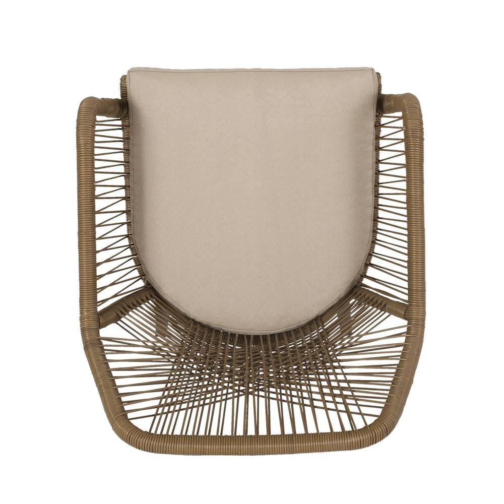 2pk Russel Outdoor Wicker Dining Chairs with Cushions Light Brown/Beige - Christopher Knight Home: Weather-Resistant Iron Frame