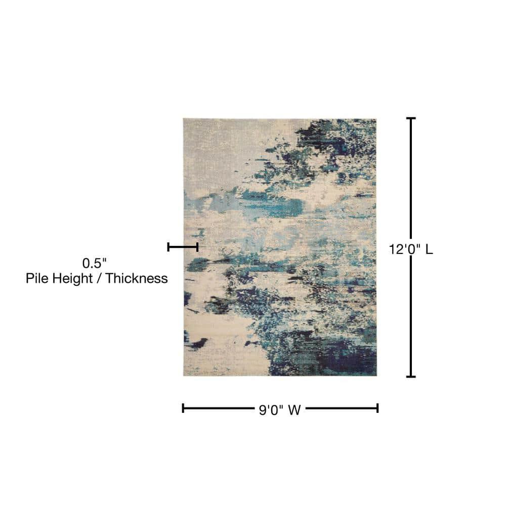 Nourison Celestial CES02 Indoor only Area Rug - Ivory/Teal Blue 9' x 12'