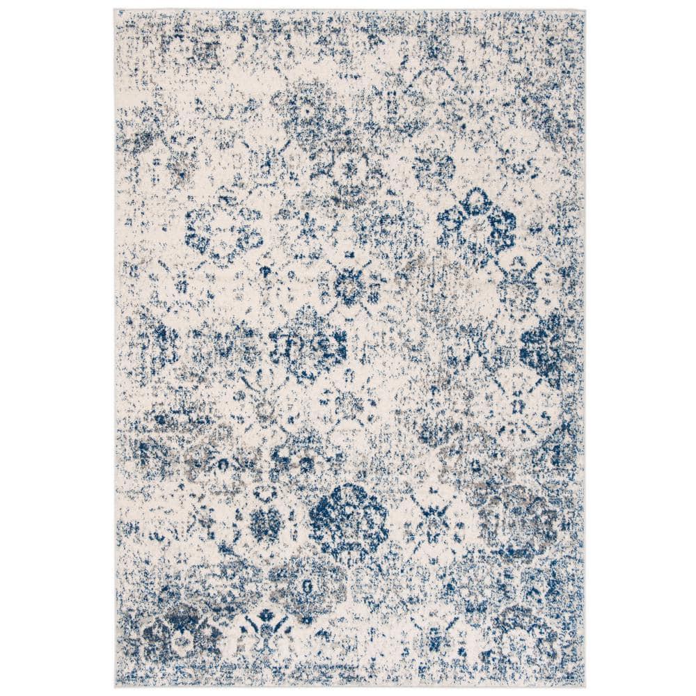 Madison MAD611 Power Loomed Indoor Area Rug - White/Royal Blue - 5'3"x7'6" - Safavieh