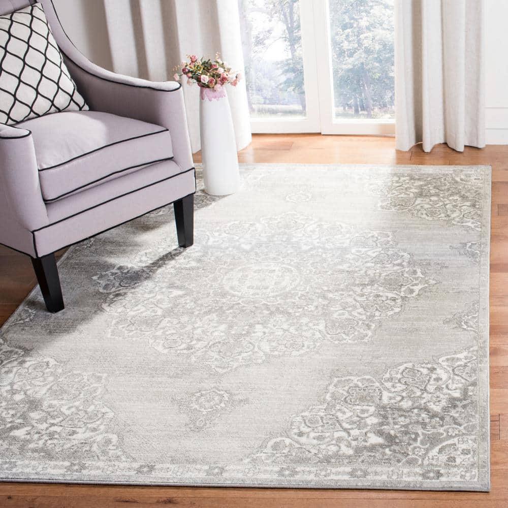 Brentwood BNT802 Power Loomed Area Rug - Grey/Ivory - 9'x9' - Safavieh.