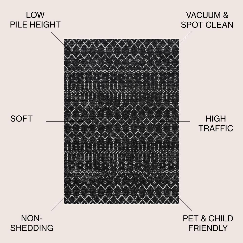 JONATHAN Y Moroccan HYPE Boho Vintage Diamond Black/Ivory 3 ft. x 5 ft. Area Rug