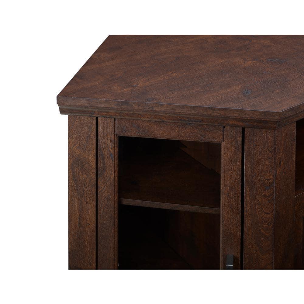 48" MDF Wood Corner Fireplace TV Stand - Traditional Brown