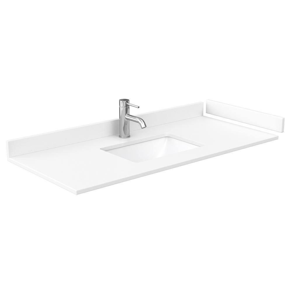 Beckett 48" Dark Blue Wood Bathroom Vanity with White Marble Top