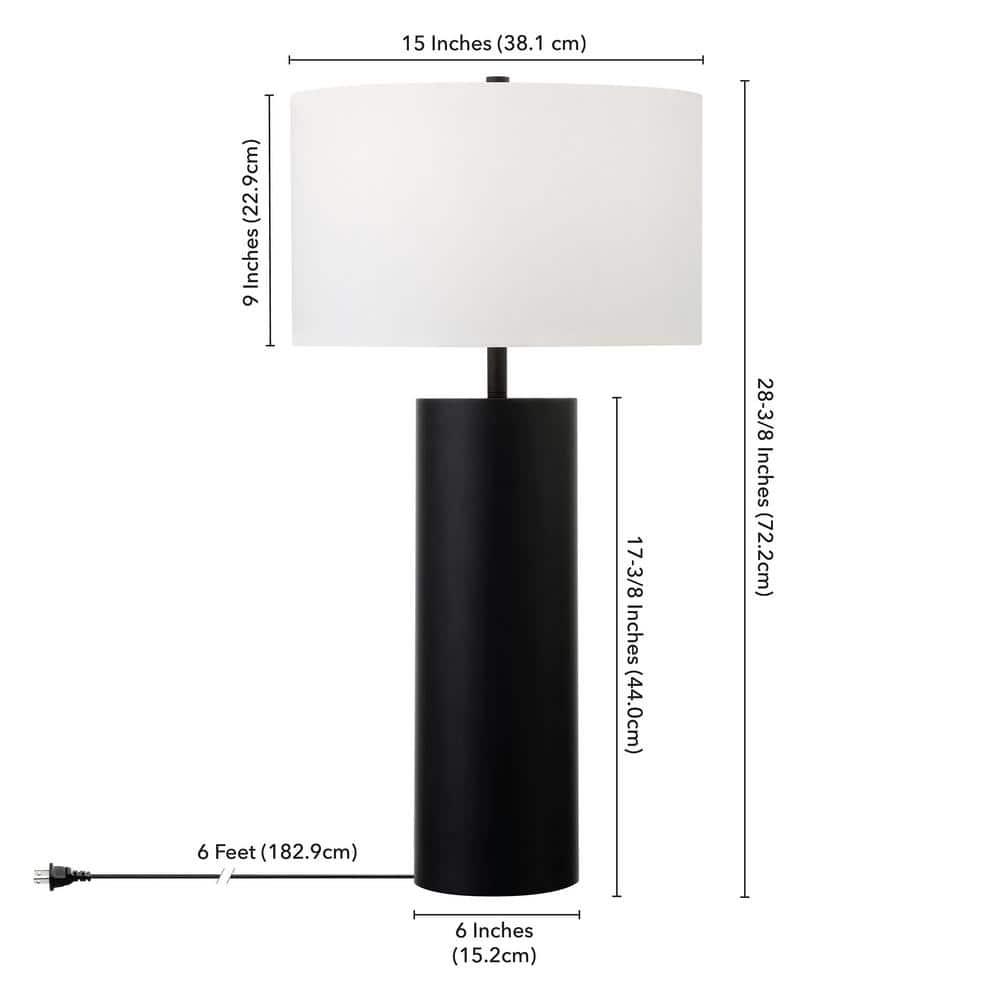 Evelyn&Zoe York 29.5" Mid-Century Modern Metal Table Lamp with White Drum Fabric Shade