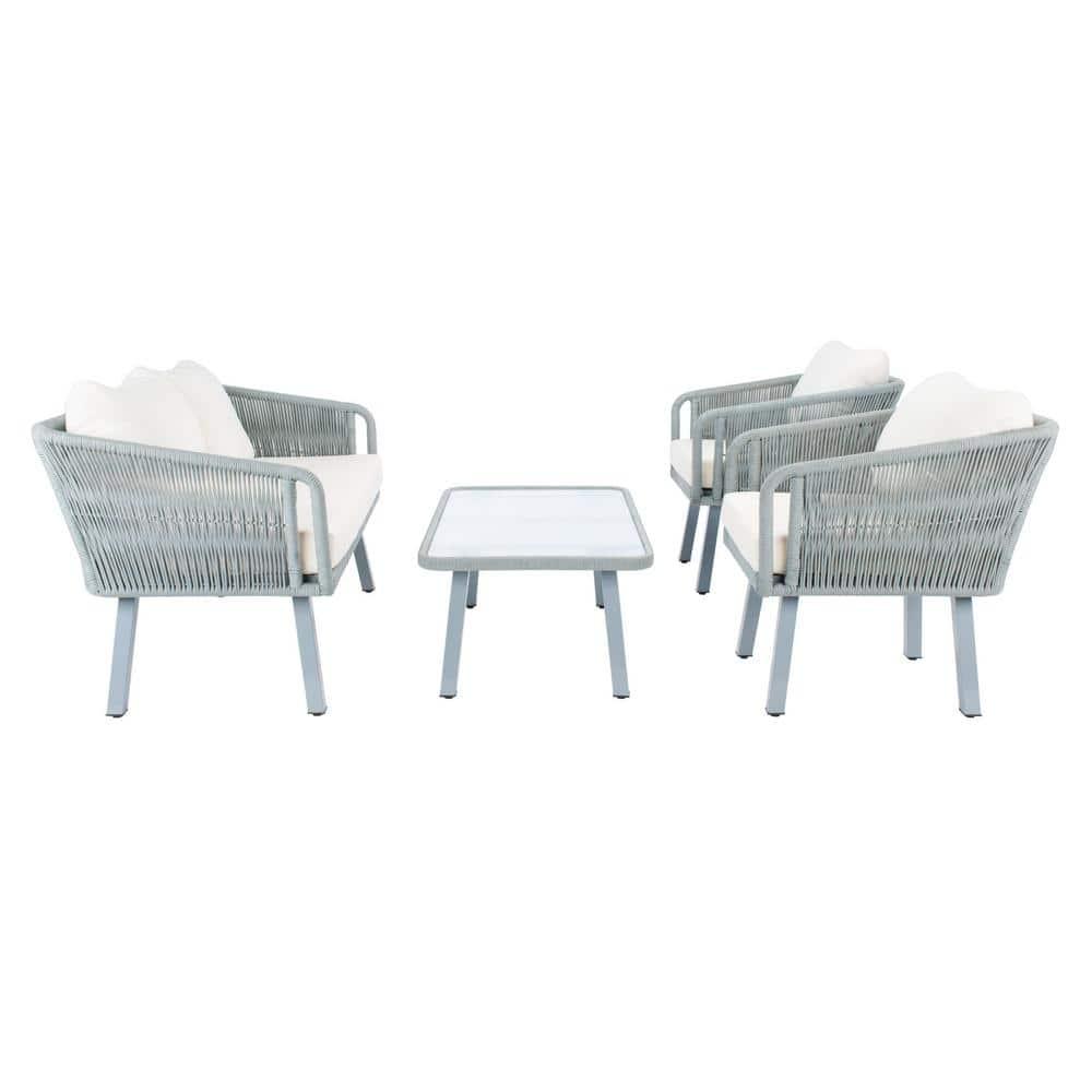 Kerson 4 Piece Rope Living Set - Indoor/Outdoor - PAT7519 - Grey/Beige - Safavieh