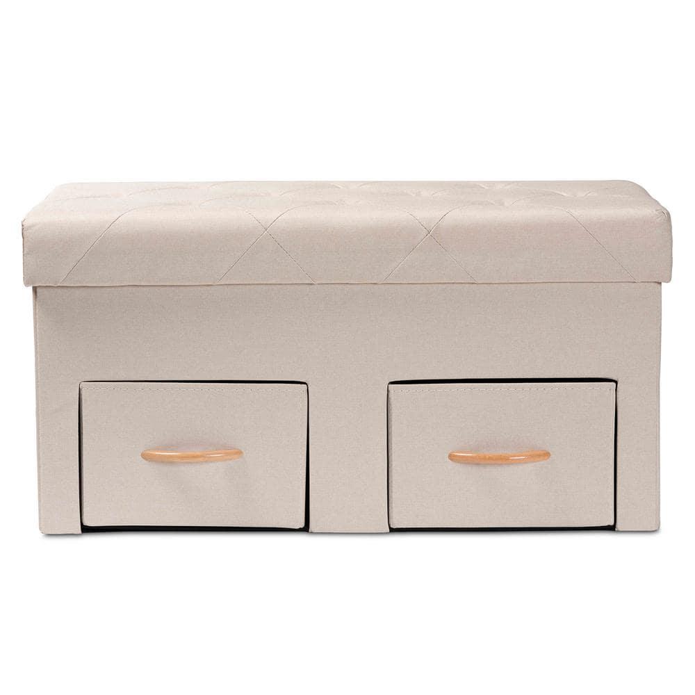 Baxton Studio Gerwin Modern and Contemporary Beige Fabric Upholstered and Oak Brown Finished Wood 2-Drawer Storage