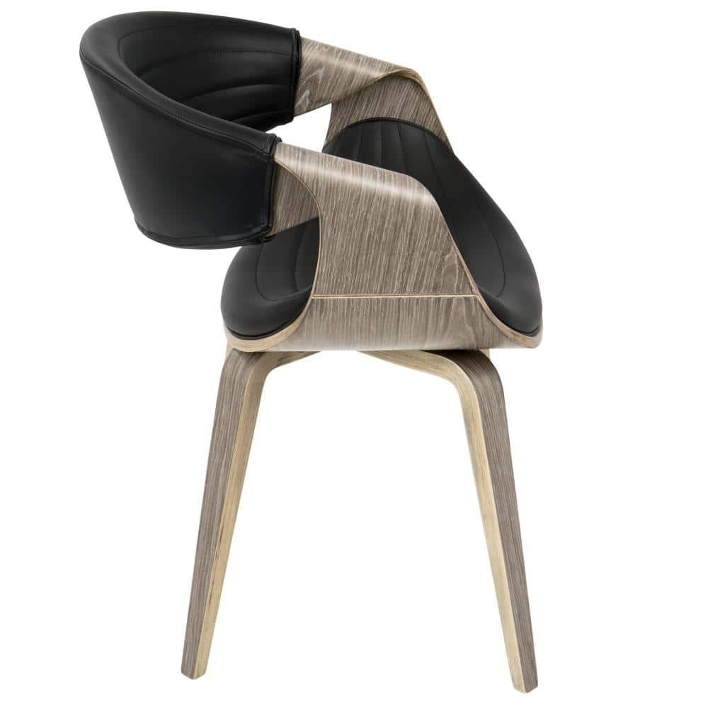 LumiSource Symphony Mid Century Modern Dining/Accent Chair Light Gray: Upholstered, Wood Legs, 250lb Capacity