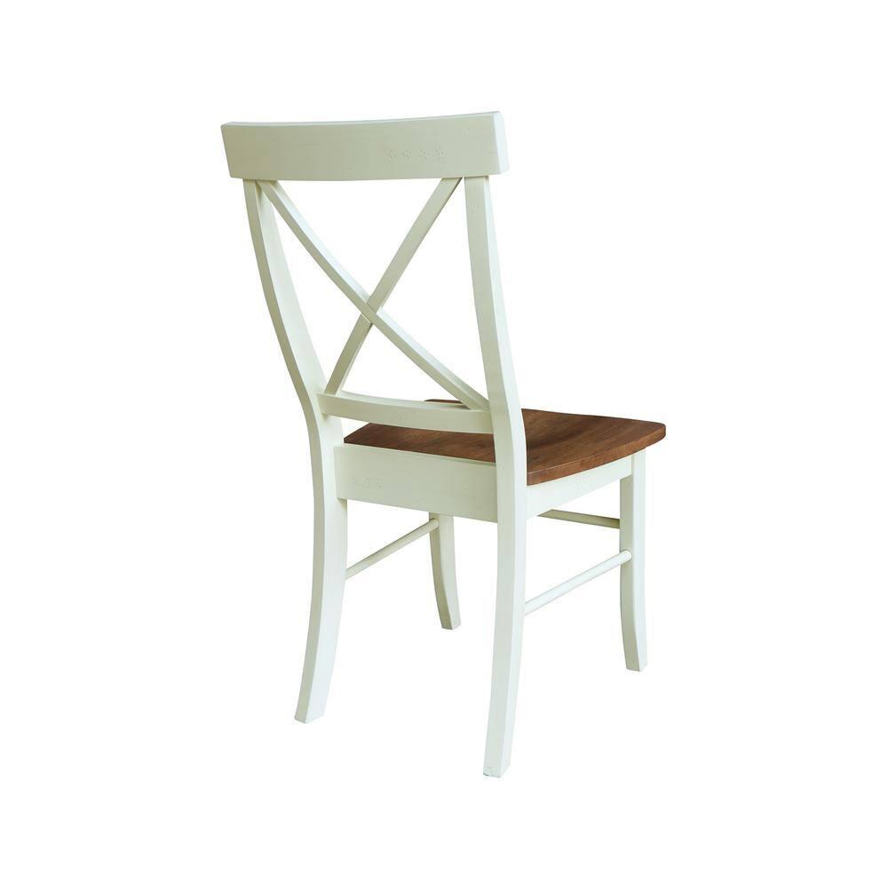 International Concepts Set of Two X-Back Dining Chairs, Hickory/Shell