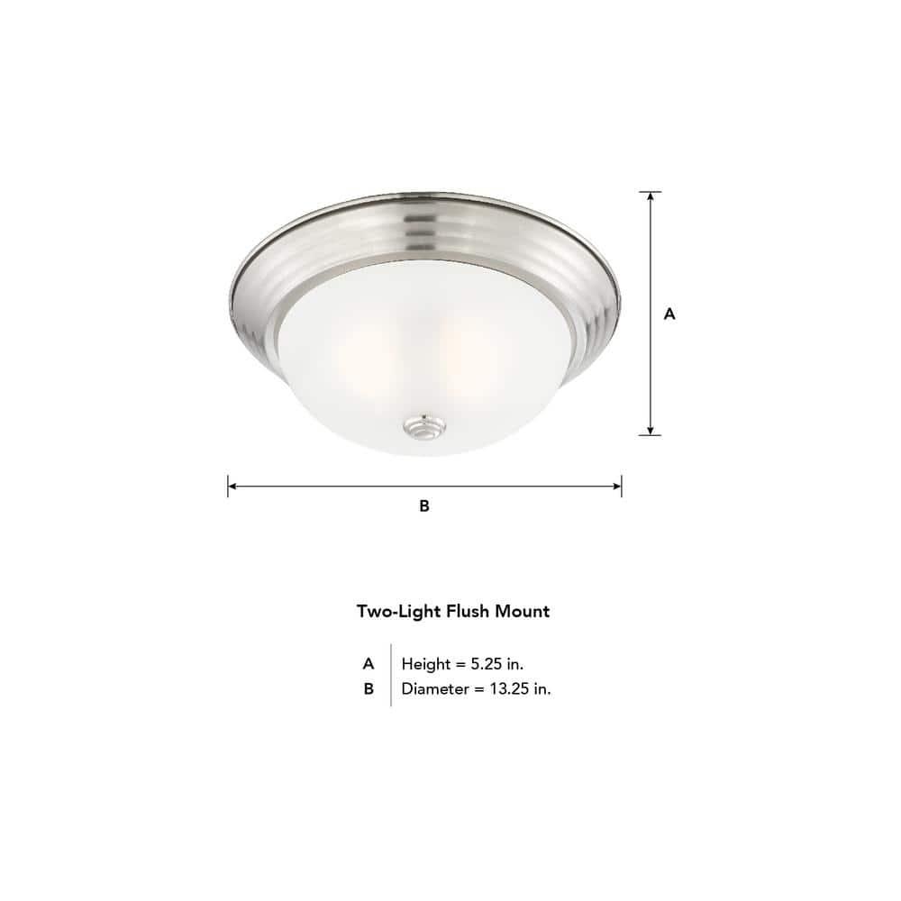 1257M-SP-W-Designers Fountain-13 Inch 2 Light Flush Mount-Satin Platinum Finish-Etched Glass Color